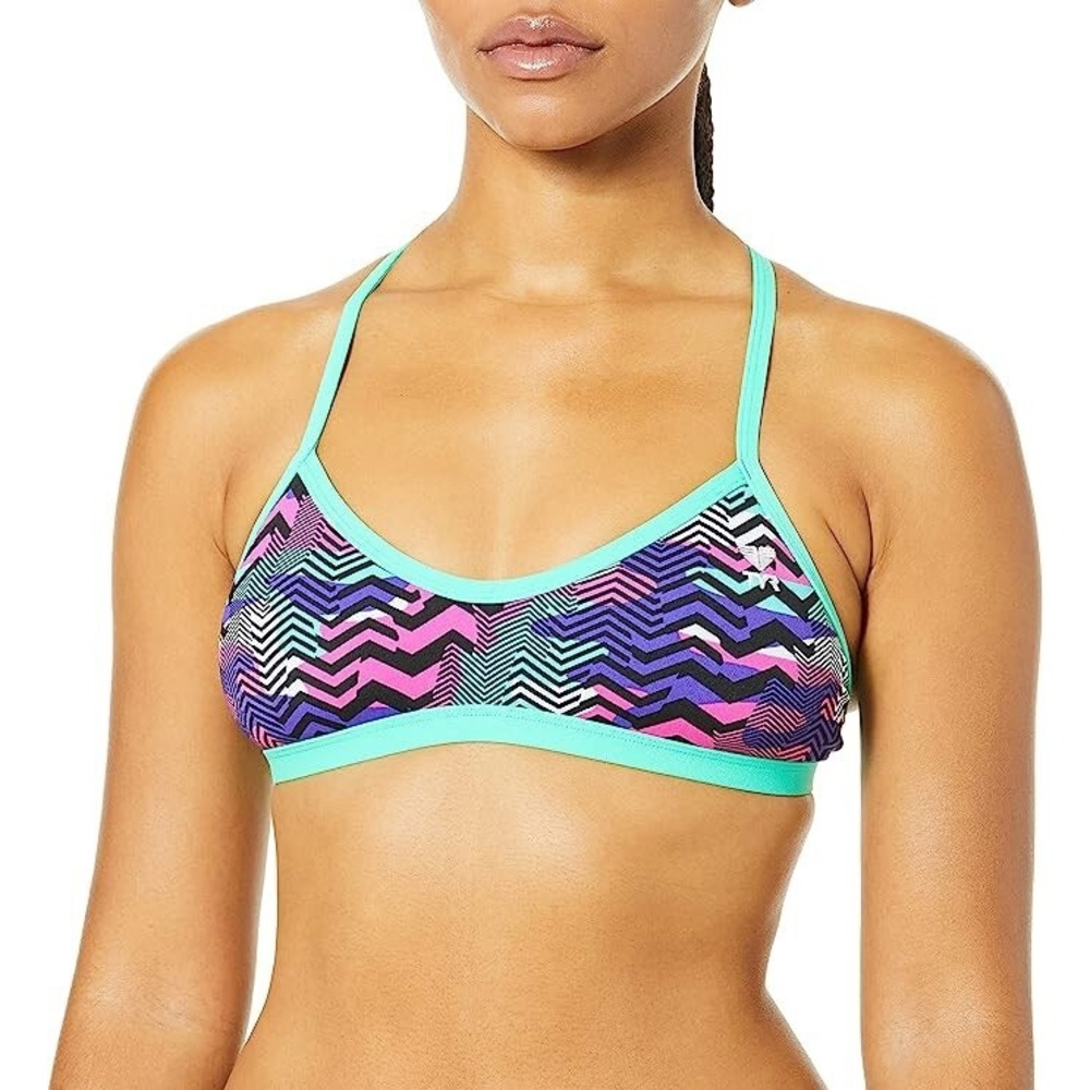 NWT Women's TYR‎ DuraFast Teramo Trinity Bikini Top Purple Turquoise XL 14-16